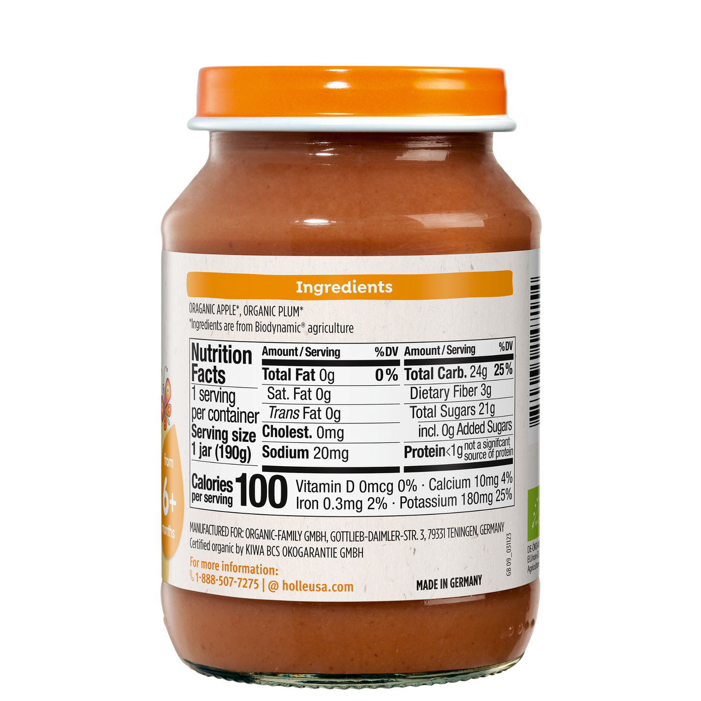 Holle Baby - Apple & Plum Baby Food Jars (6 Pack of- 6.7oz Jars)