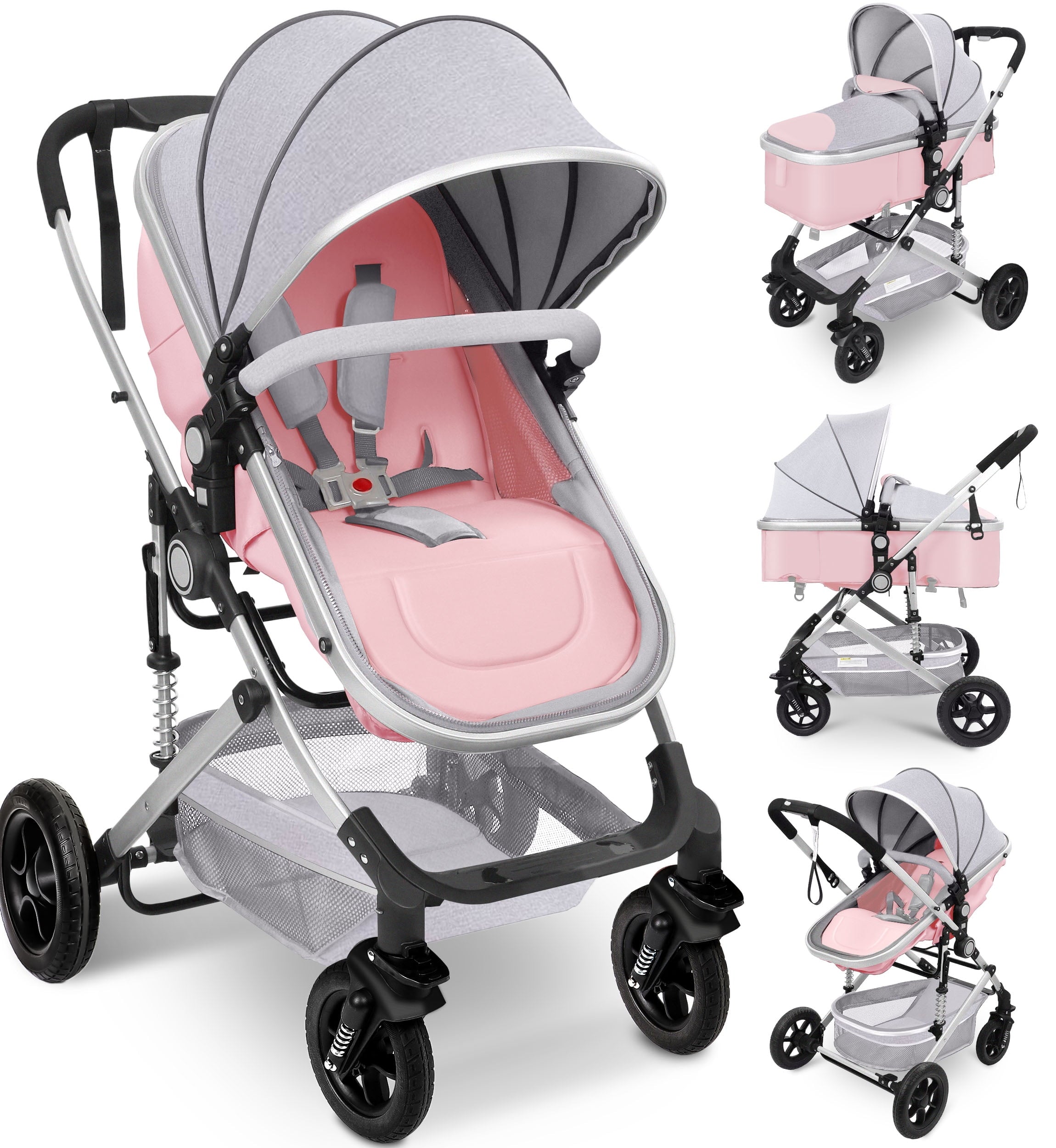 baby in a stroller Vomeast Baby Stroller: Foldable, Reversible Bassinet, Travel Stroller – GiGi Baby