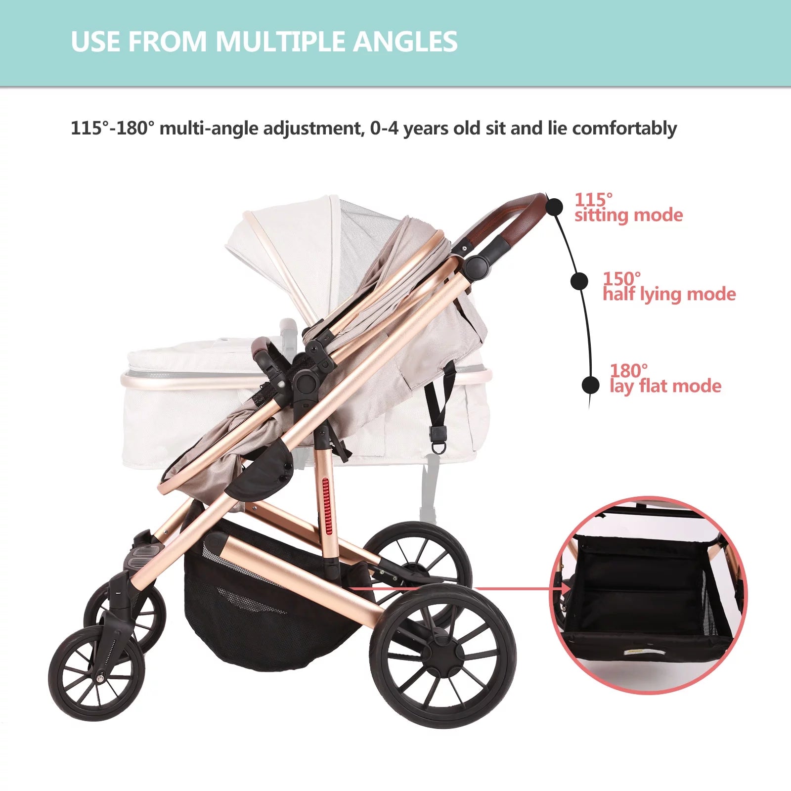 rose gold stroller car seat combo Trenana Modular Travel System 5 in 1 Baby Stroller – GiGi Baby