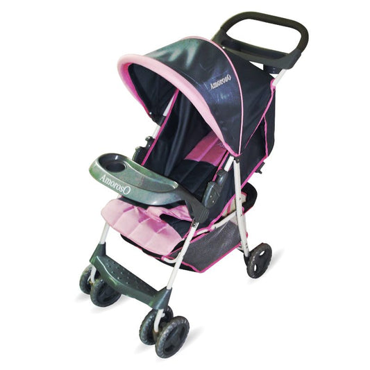 AmorosO Lightweight Stroller Single Seat With Cup Holder pink-gray