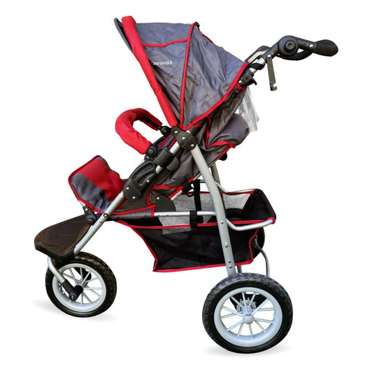 AmorosO Girls Lightweight Jogging Stroller – Red-Grey