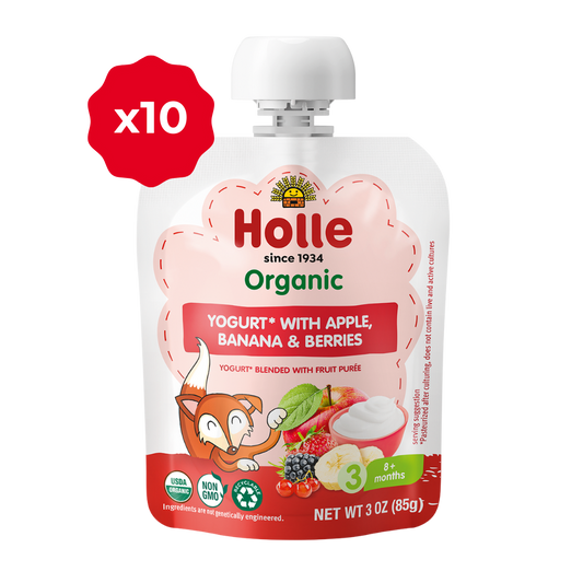 Holle Organic Yogurt Pouches - Apple, Banana & Berries