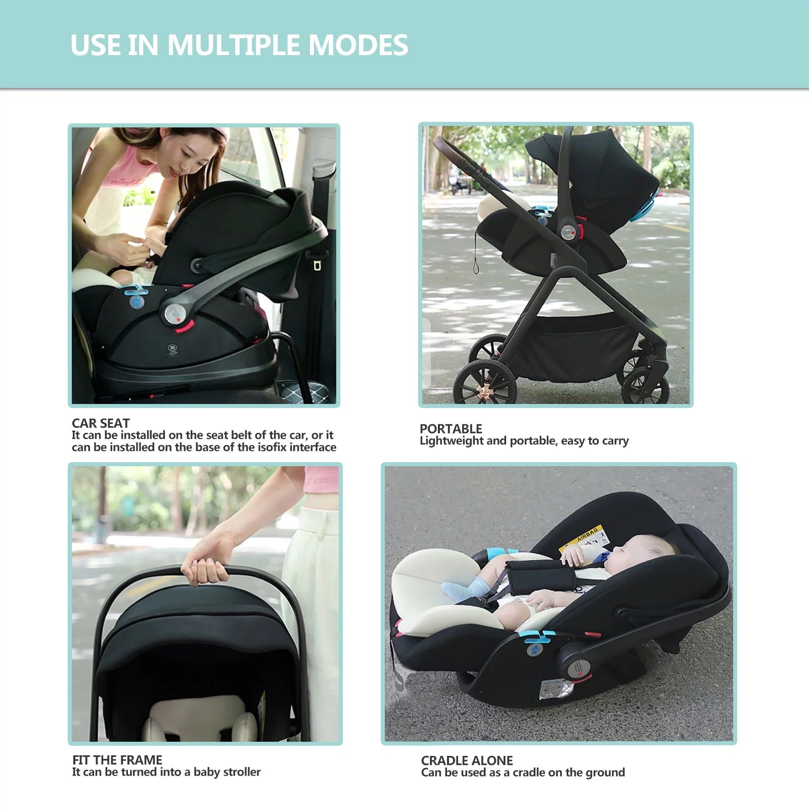 collapsible stroller into car seat Trenana Modular Travel System 5 in 1 Baby Stroller – GiGi Baby