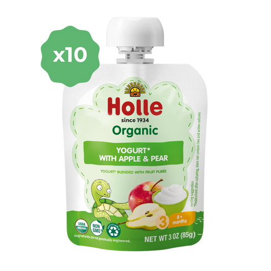 Holle Organic Yogurt Pouches - Apple & Pear (10 x 3oz Pouches)