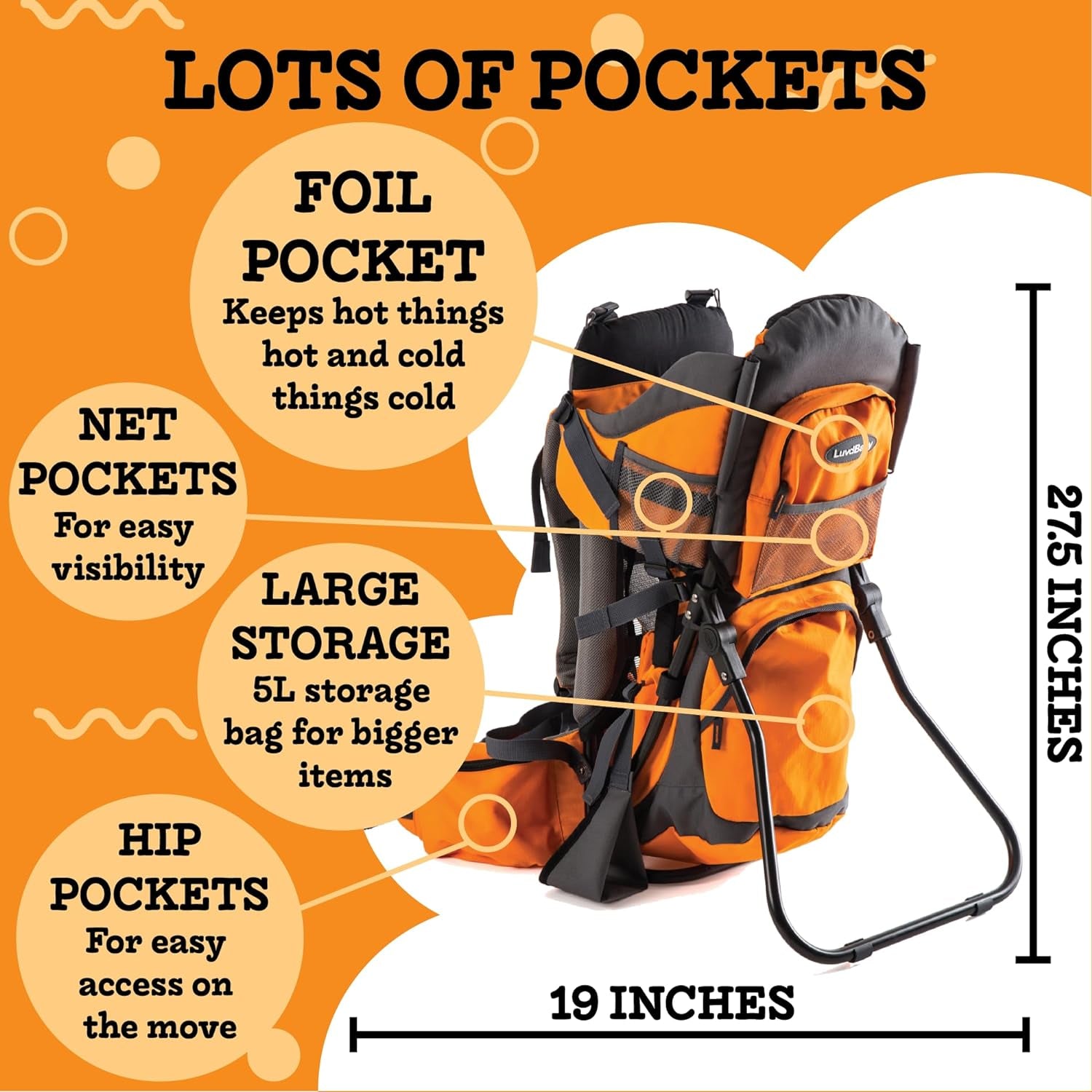 Hiking Baby Carrier Backpack - Comfortable Baby Backpack Carrier - Toddler Hiking Backpack Carrier - Child Carrier Backpack System with Diaper Change Pad, Insulated Pocket + Rain and Sun Hood