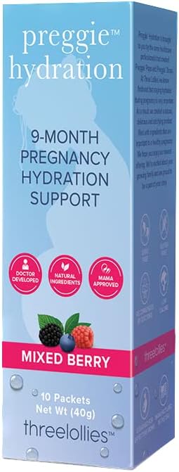 Three Lollies Preggie Hydration Sticks – A Healthy and Delicious Way to Ensure You Get The Fluids and Nutrients Recommended During Pregnancy - Mixed Berry,10-Pack