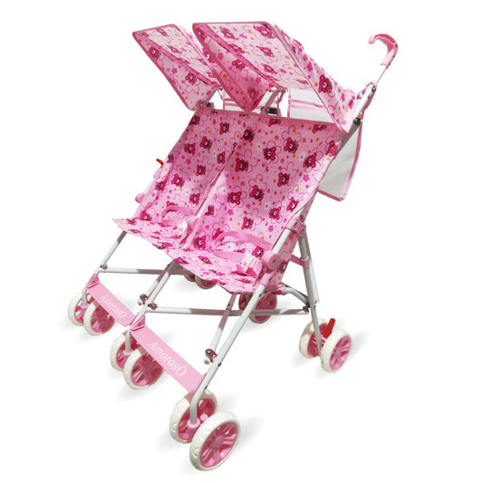 AmorosO Light Weight Pink Twin Baby Double Umbrella Stroller