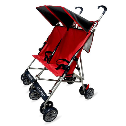 AmorosO Lightweight Red Twin Umbrella Stroller