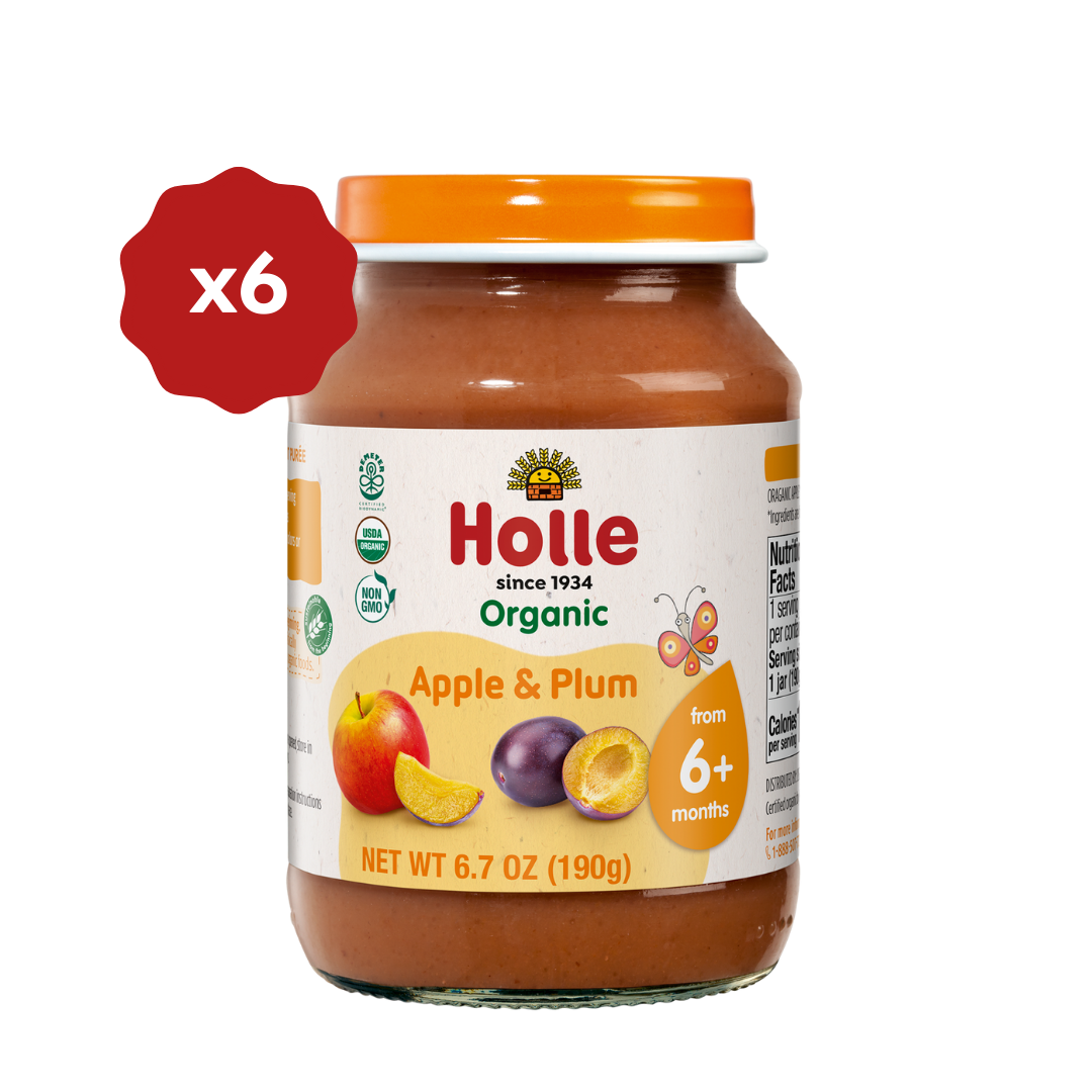 Holle Baby - Apple & Plum Baby Food Jars (6 Pack of- 6.7oz Jars)