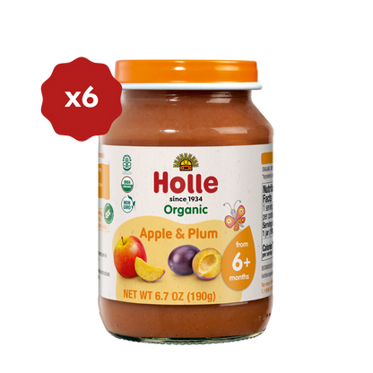 Holle Baby - Apple & Plum Baby Food Jars (6 Pack of- 6.7oz Jars)