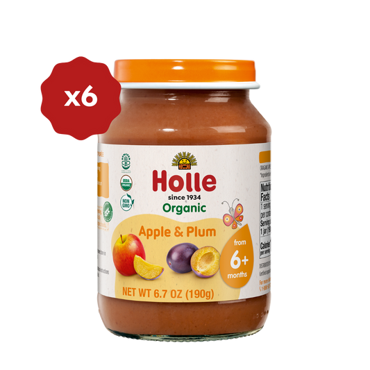 Holle Baby - Apple & Plum Baby Food Jars (6 Pack of- 6.7oz Jars)