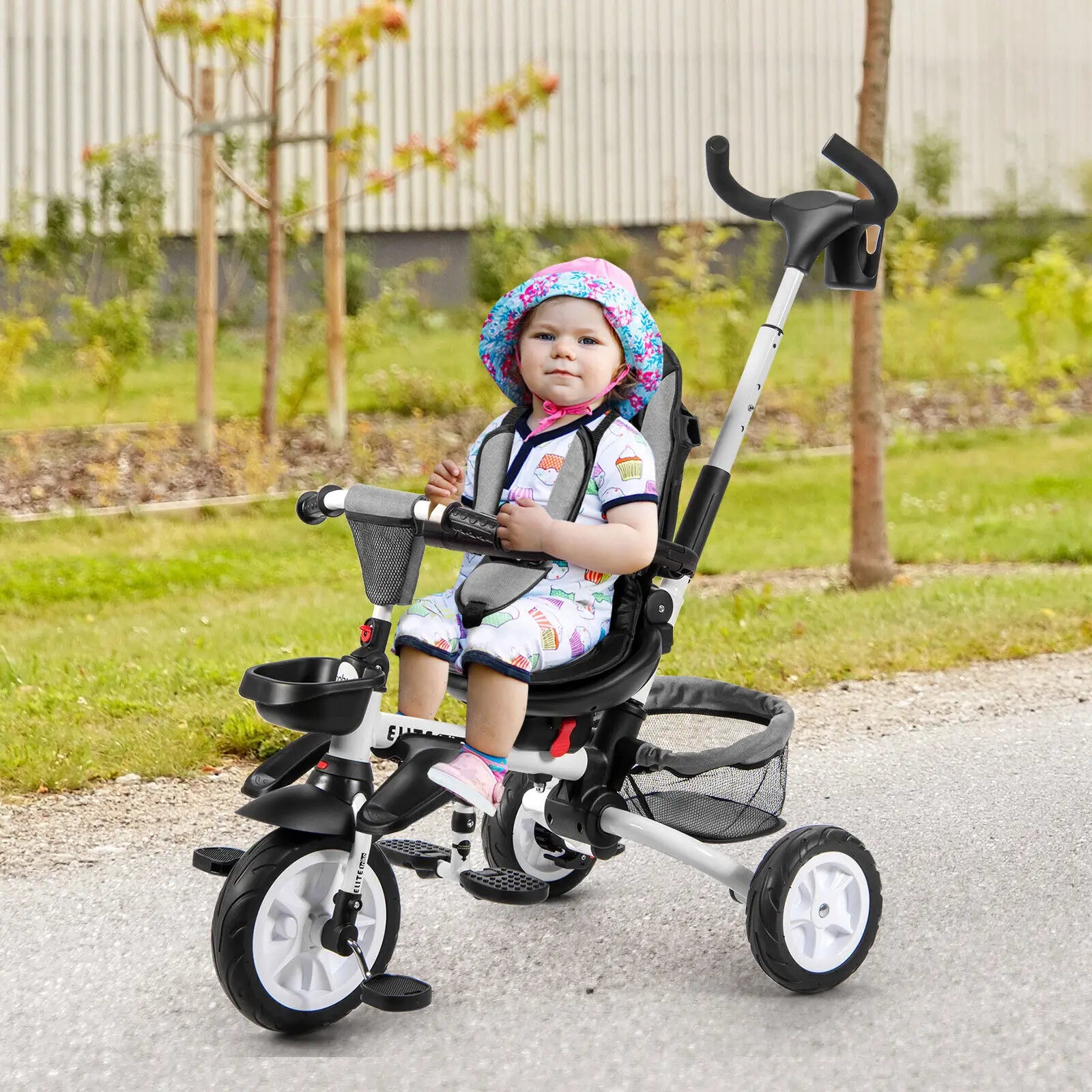 6-In-1 Kids Baby Stroller Tricycle Detachable Learning Toy Bike W/ Canopy