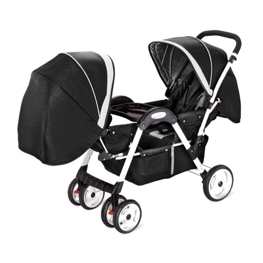 AmorosO Modern Double Stroller for Infant and Toddler Tray – Black