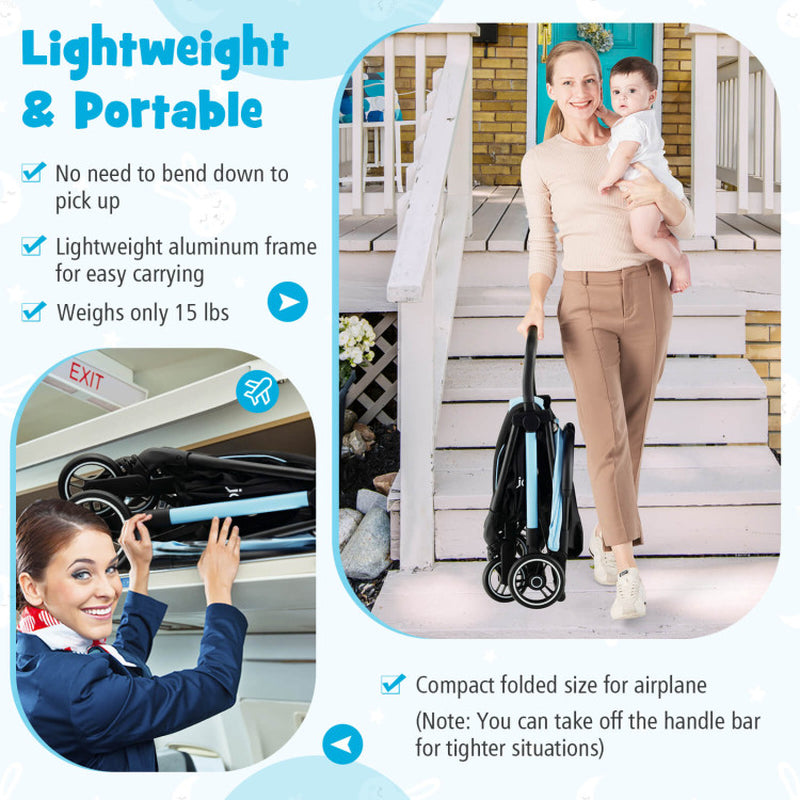 One-Hand Folding Portable Lightweight Baby Stroller with Aluminum Frame