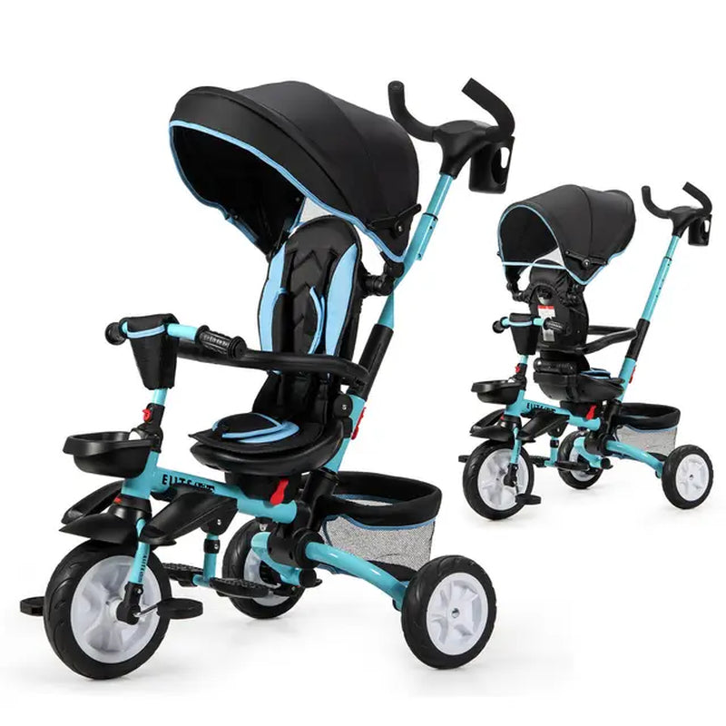 6-In-1 Kids Baby Stroller Tricycle Detachable Learning Toy Bike W/ Canopy