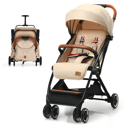 Babyjoy Lightweight Baby Stroller Aluminium Frame W/ Net for Travel Beige