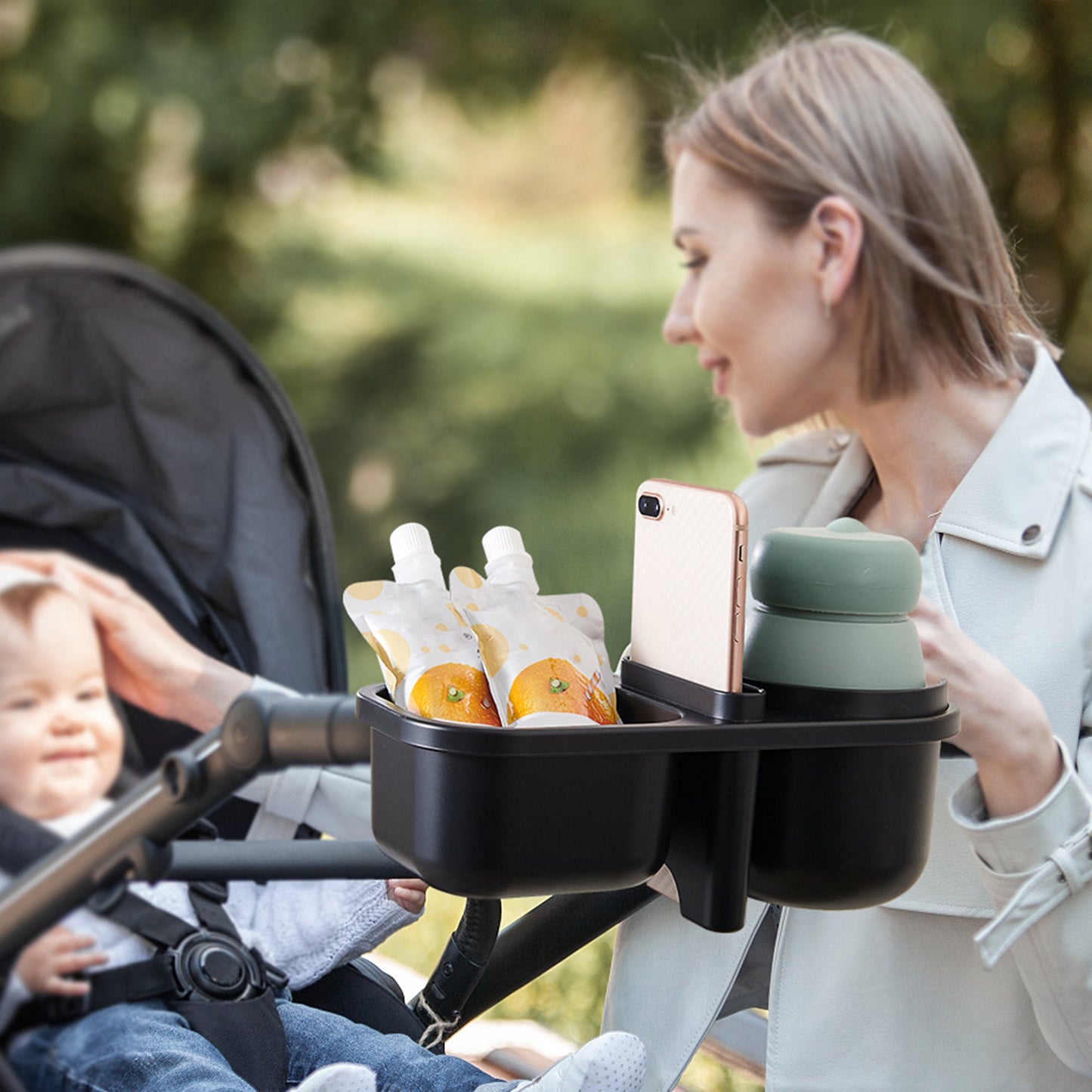 3-in-1 Attachable Stroller Storage, Cup & Phone Holder