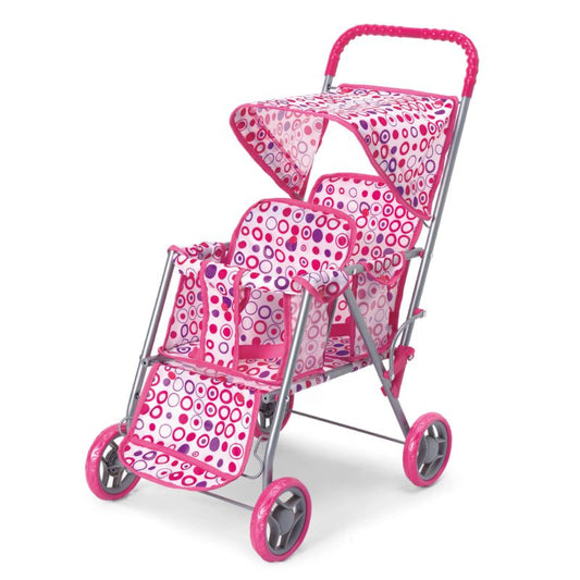 AmorosO Pink Double Doll Stroller