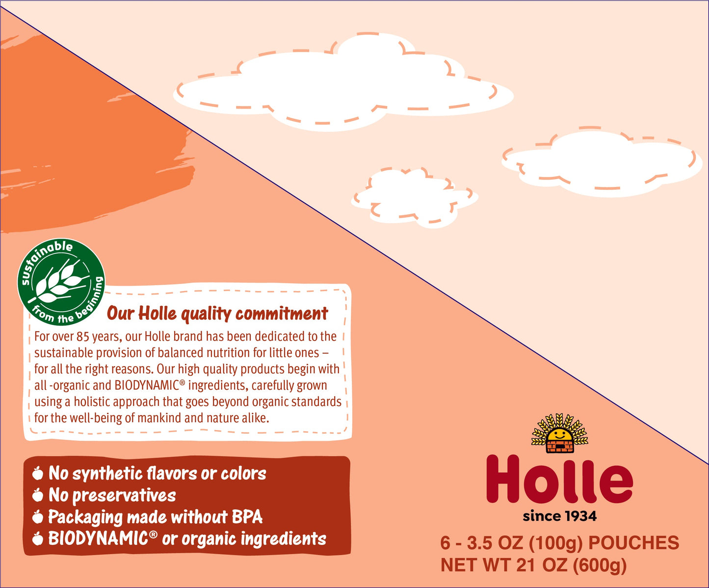 Holle Baby Food Pouches - Organic Fruit & Veggie Puree - Carrot Cat (12 or 24 X3.5 oz Pouches)