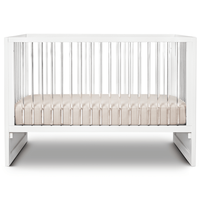 Hushcrib Convertible Crib With Trundle Bed, White / Acrylic