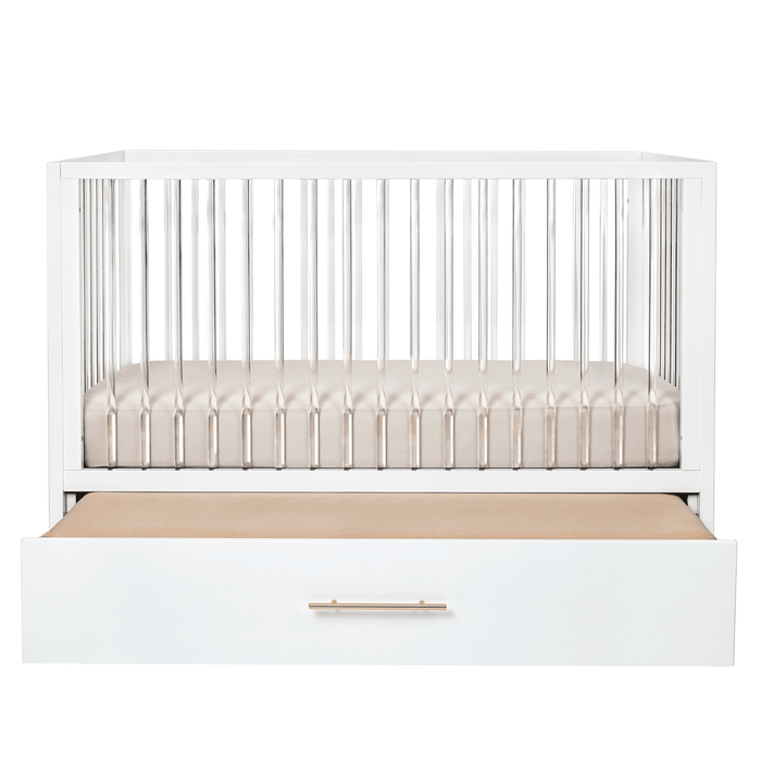 Hushcrib Convertible Crib With Trundle Bed, White / Acrylic