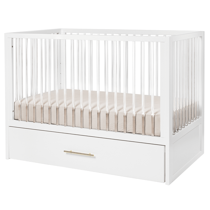 Hushcrib Convertible Crib With Trundle Bed, White / Acrylic