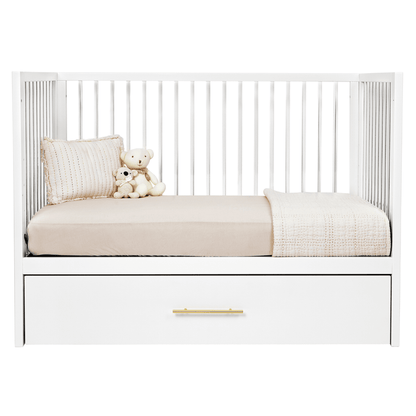 Hushcrib Convertible Crib With Trundle Bed, White / Acrylic