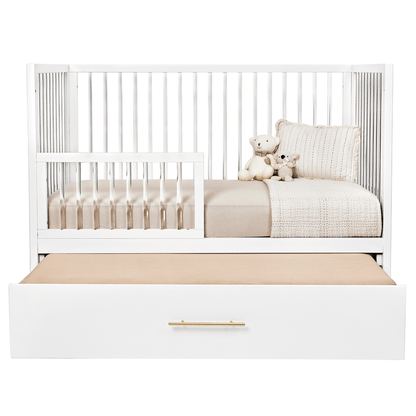 Hushcrib Convertible Crib With Trundle Bed, White / Acrylic