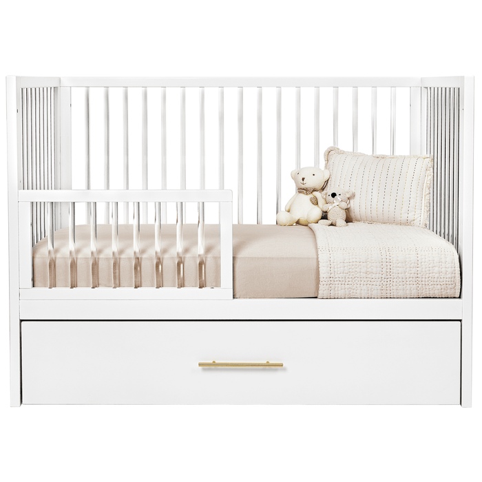 Hushcrib Convertible Crib With Trundle Bed, White / Acrylic