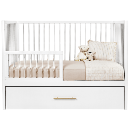 Hushcrib Convertible Crib With Trundle Bed, White / Acrylic