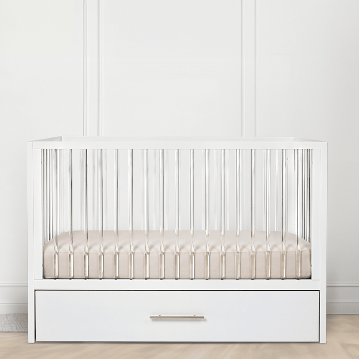 Hushcrib Convertible Crib With Trundle Bed, White / Acrylic