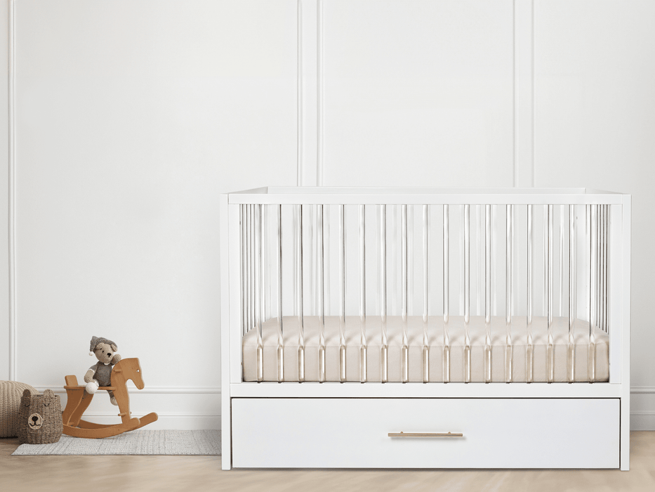 Hushcrib Convertible Crib With Trundle Bed, White / Acrylic