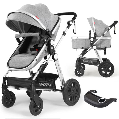 Newborn Infant Baby Stroller with Toddler Convertible Seat, Grey