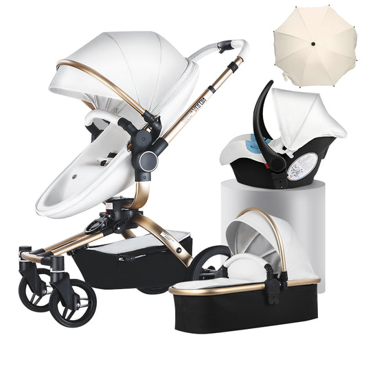 Aulon PU Leather Baby Stroller 3 in 1